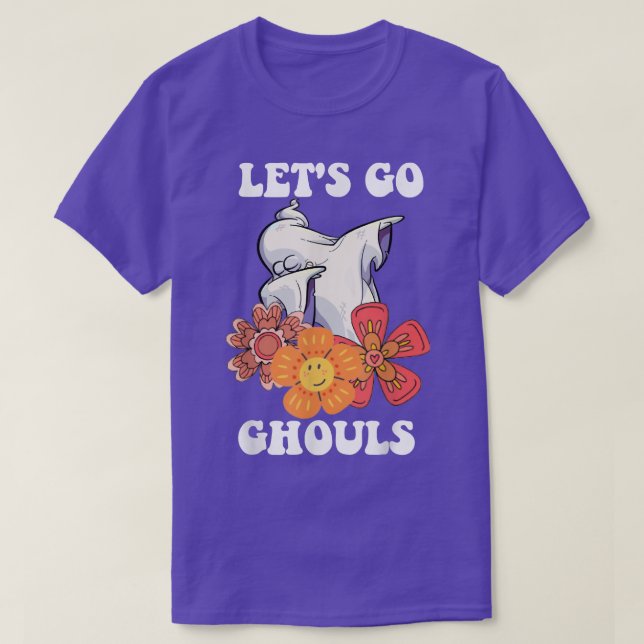 Groovy Let's Go Ghouls Floral Ghost Hippie Hallowe T-Shirt (Design vorne)