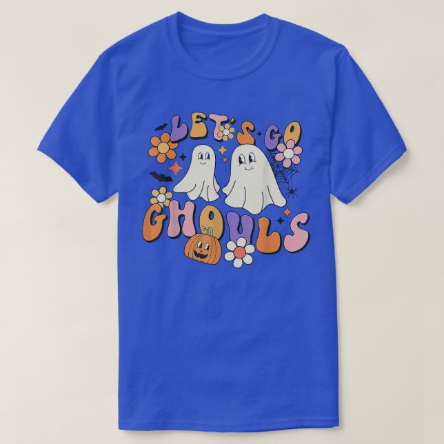 Groovy Let's Go Ghouls Floral Ghost Hippie Hallowe T-Shirt (Design vorne)