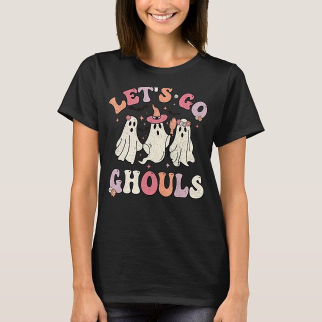 Groovy Let's Go Ghouls Halloween Ghost Outfit für T-Shirt (Vorderseite)