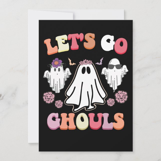 Groovy Let's Go Ghouls Halloween Ghost Retro Einladung (Vorderseite)