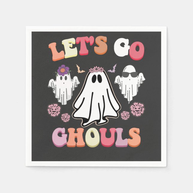Groovy Let's Go Ghouls Halloween Ghost Retro Serviette (Vorderseite)