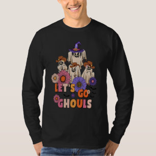 Groovy Let's Go Ghouls Retro Floral Geist Kostüm T-Shirt