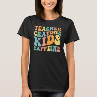 Groovy Letzter Schultag Lehrer Buntstifte Kinder C T-Shirt