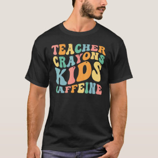 Groovy Letzter Schultag Lehrer Buntstifte Kinder C T-Shirt