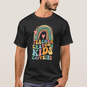 Groovy Letzter Schultag Lehrer Crayons Kids Ca T-Shirt