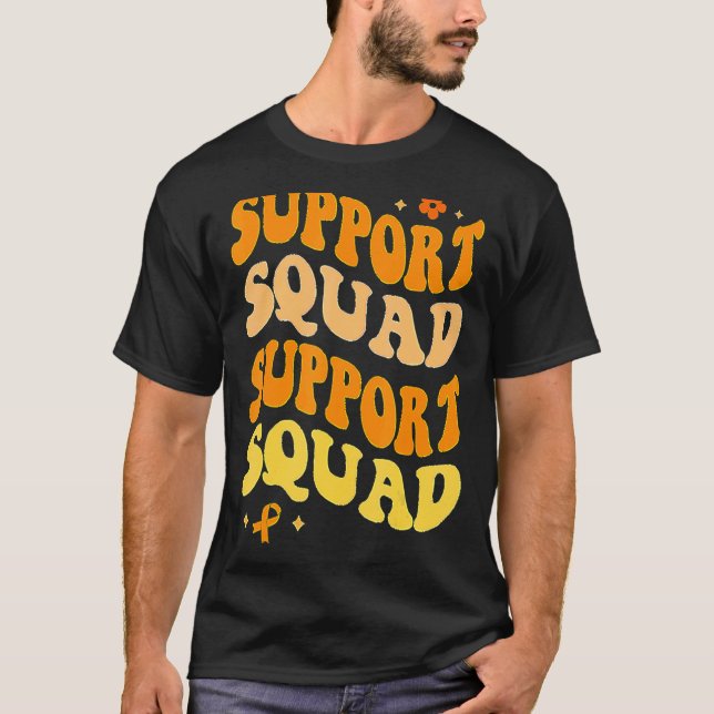Groovy Leukemia Awareness Support Squad Orange Rib T-Shirt (Vorderseite)