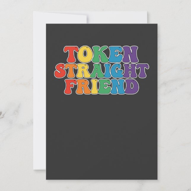 Groovy LGBT Pride Token Straight Friend Einladung (Vorderseite)