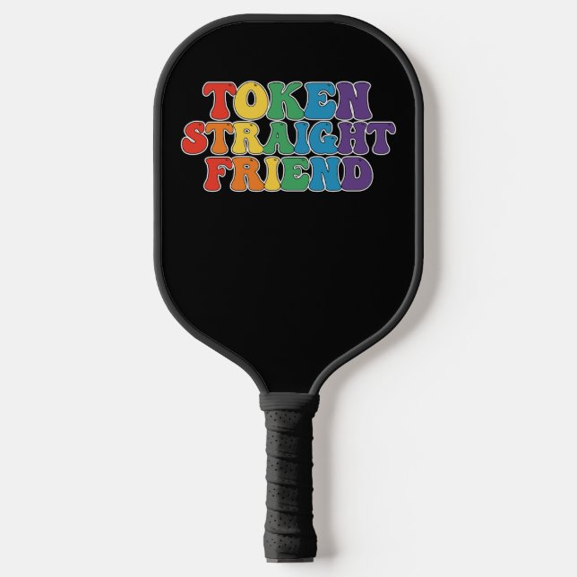 Groovy LGBT Pride Token Straight Friend Pickleball Schläger (Vorderseite)