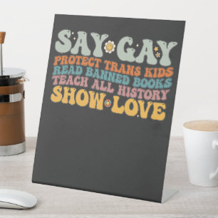 Groovy LGBT Say Gay Protect Trans Kids Read Books Sockelschild