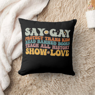 Groovy LGBT Say Gay Schütze Trans-Kinder Lies Büch Kissen