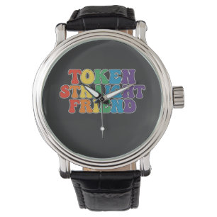 Groovy LGBT-Stolz-Token Straight Freund Armbanduhr