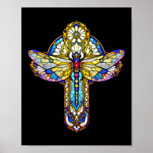 Groovy Libelle Kreuz Christliche Bibel Religiös F Poster