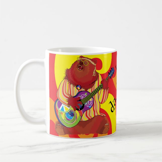 Groovy Liebe Guitar Bear Coffee Tasse (Links)