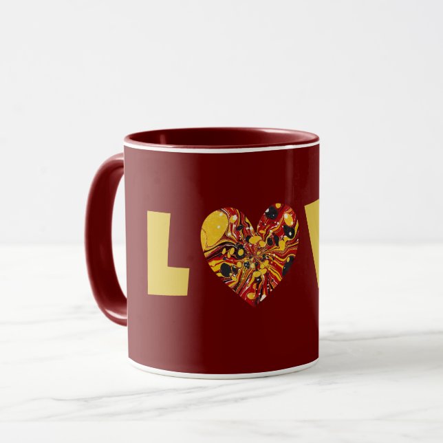 Groovy Liebe Herzenslust Maroon Cup Tasse (Vorderseite Links)