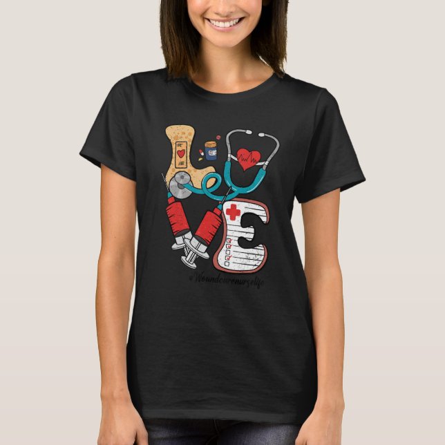 Groovy LIEBE Stethoscope Wound Care Techniker T-Shirt (Vorderseite)