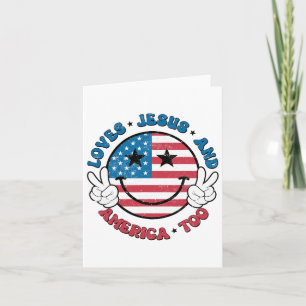 Groovy Lieben Jesus und Amerika zu Gott Christlich Karte
