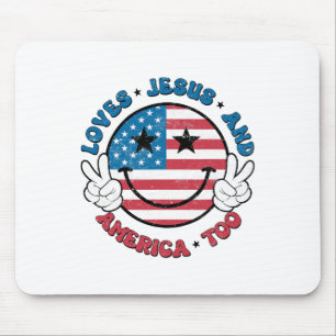 Groovy Lieben Jesus und Amerika zu Gott Christlich Mousepad