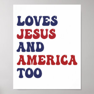 Groovy Lieben Jesus und Amerika zu Gott Christlich Poster