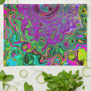 Groovy Lila Abstrakt Retro Liquid Swirl Geschirrtuch
