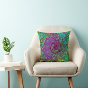 Groovy Lila Abstrakt Retro Liquid Swirl Kissen