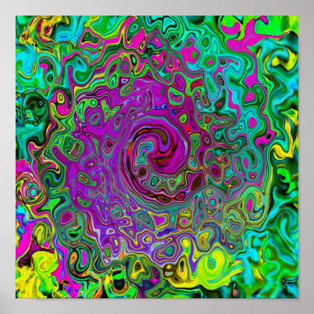 Groovy Lila Abstrakt Retro Liquid Swirl Poster (Vorne)