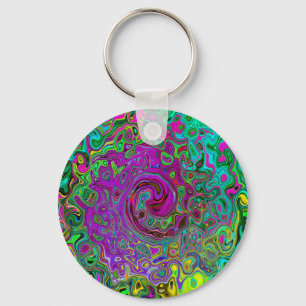 Groovy Lila Abstrakt Retro Liquid Swirl Schlüsselanhänger