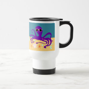 Groovy lila Cartoon-Oktopus Spaß-Ozean-Kunst  Reisebecher
