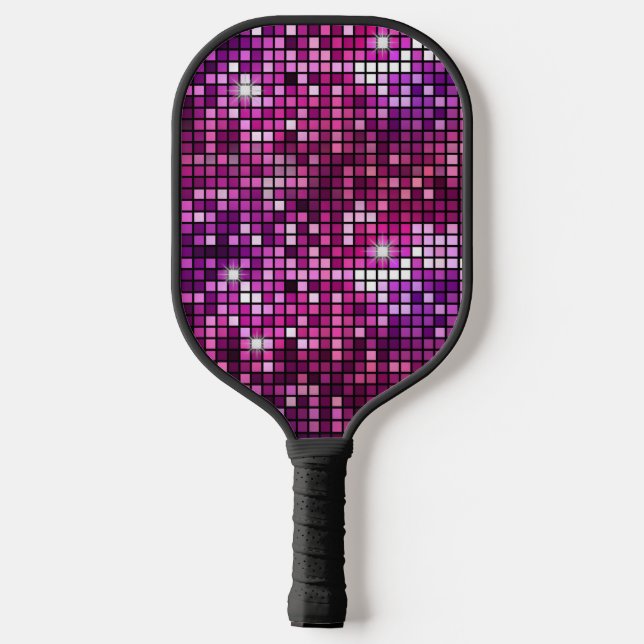 Groovy Lila Disco Ball Retro 70er Pickleball Schläger (Rückseite)