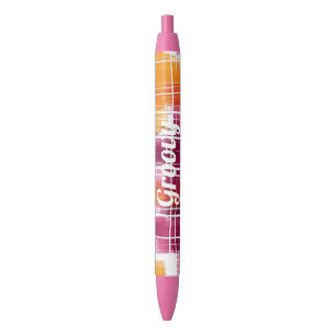 Groovy Lila Orange Kariert Gestreift   Kugelschreiber