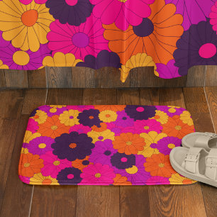 Groovy Lila und Pink Hippie Blume Power Badematte