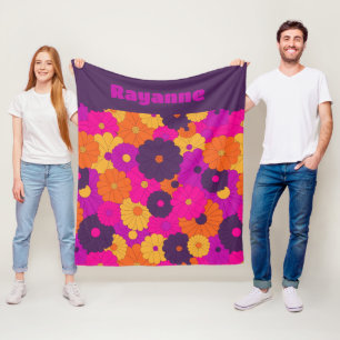 Groovy Lila und Pink Hippie Blume Power Fleecedecke