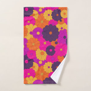 Groovy Lila und Pink Hippie Blume Power Handtuch