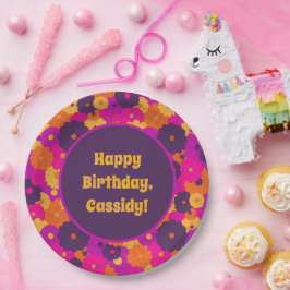 Groovy Lila und Pink Hippie Blume Power Pappteller