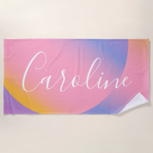 Groovy Lila Verlauf Personalisierter Schriftname Strandtuch