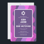 Groovy Lila Waves Star David Custom Bar Mitzvah Einladung<br><div class="desc">Perfekte Karte, um eine Fledermausmitzvah, Bar mitzvah oder andere jüdische Feier anzukündigen! Handgemachte Kunst für Sie mit Handgriff auf der Rückseite! Vollständig anpassbar! Klicken Sie auf "Personalisieren" oben, um den Text zu bearbeiten. Klicken Sie auf "Bearbeiten mit dem Design-Tool", um die Schriftart, Farben und Platzierungen anzupassen und das Design auf...</div>