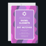 Groovy Lila Waves Star David Custom Bat Mitzvah Einladung<br><div class="desc">Perfekte Karte, um eine Fledermausmitzvah oder andere jüdische Feier anzukündigen! Handgemachte Kunst für Sie mit Handgriff auf der Rückseite! Vollständig anpassbar! Klicken Sie auf "Personalisieren" oben, um den Text zu bearbeiten. Klicken Sie auf "Bearbeiten mit dem Design-Tool", um die Schriftart, Farben und Platzierungen anzupassen und das Design auf der Rückseite...</div>