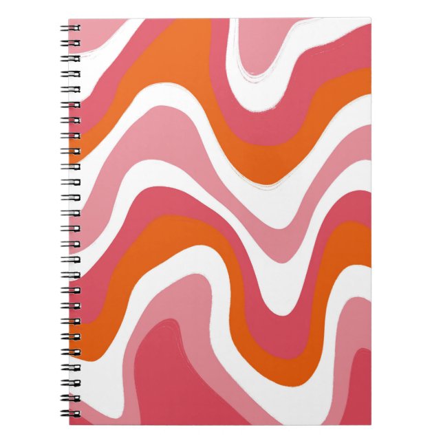 Groovy Liquid Orange und Pink Wavy Notizblock (Vorderseite)