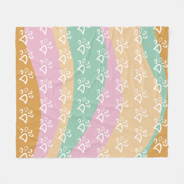 Groovy Liquid Pet Paw Marble Retro Fleecedecke (Vorderseite (Horizontal))