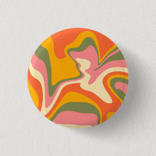 Groovy Liquified Marble Retro 60er Vintages Party Button