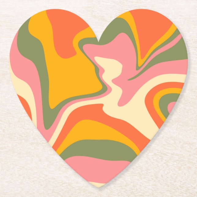 Groovy Liquified Marble Retro 60er Vintages Party Untersetzer (Vorderseite)