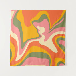 Groovy Liquified Marble Retro 60er Vintages Party Wandteppich