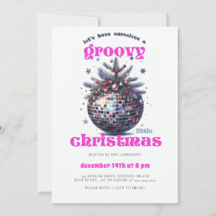 Groovy Little Christmas Disco Pink Weihnachtsfeier Einladung
