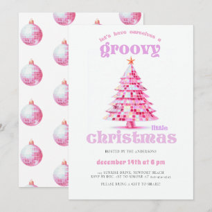 Groovy Little Christmas Pink Disco Weihnachtsfeier Einladung