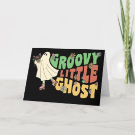 Groovy Little Ghost mit Vintagen Blume Halloween Feiertagskarte