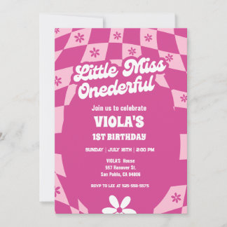 Groovy Little Miss Onederful 1. Geburtstag Einladung