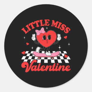 Groovy Little Miss Valentine Süße Candy Heart Mädc Runder Aufkleber