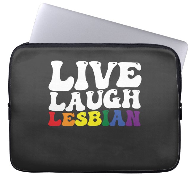 Groovy Live Laugh Lesbian LGBT Pride Laptopschutzhülle (Vorderseite)