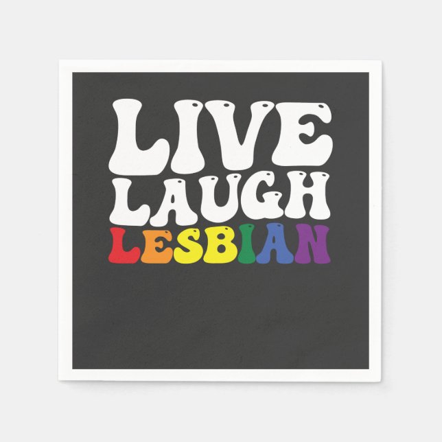 Groovy Live Laugh Lesbian LGBT Pride Serviette (Vorderseite)