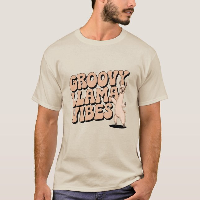 Groovy Llama Vibes T-Shirt (Vorderseite)