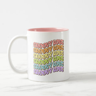 Groovy Love Daisy Retro Regenbogen  Zweifarbige Tasse